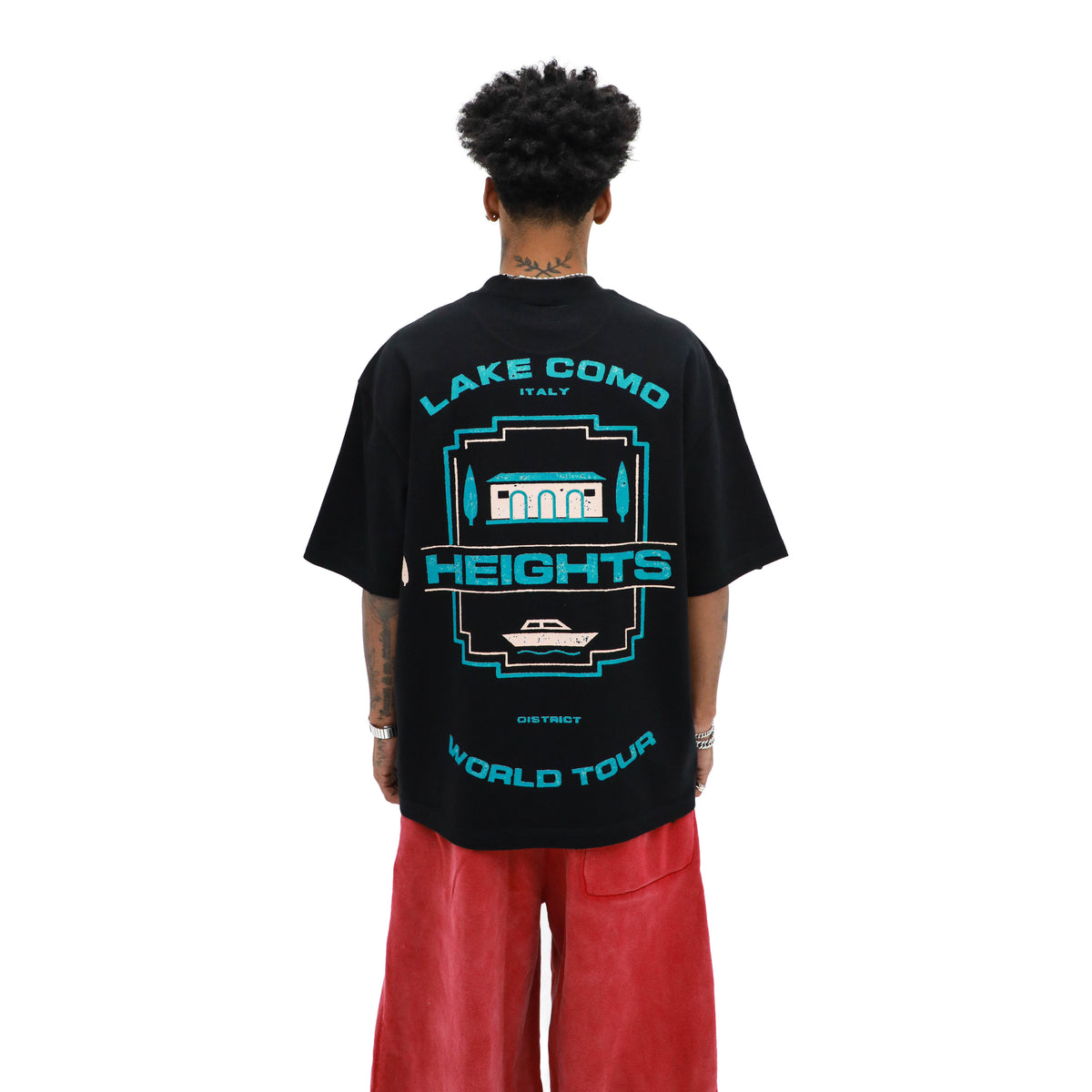 Lake Como Graphic Tee – Black — back view