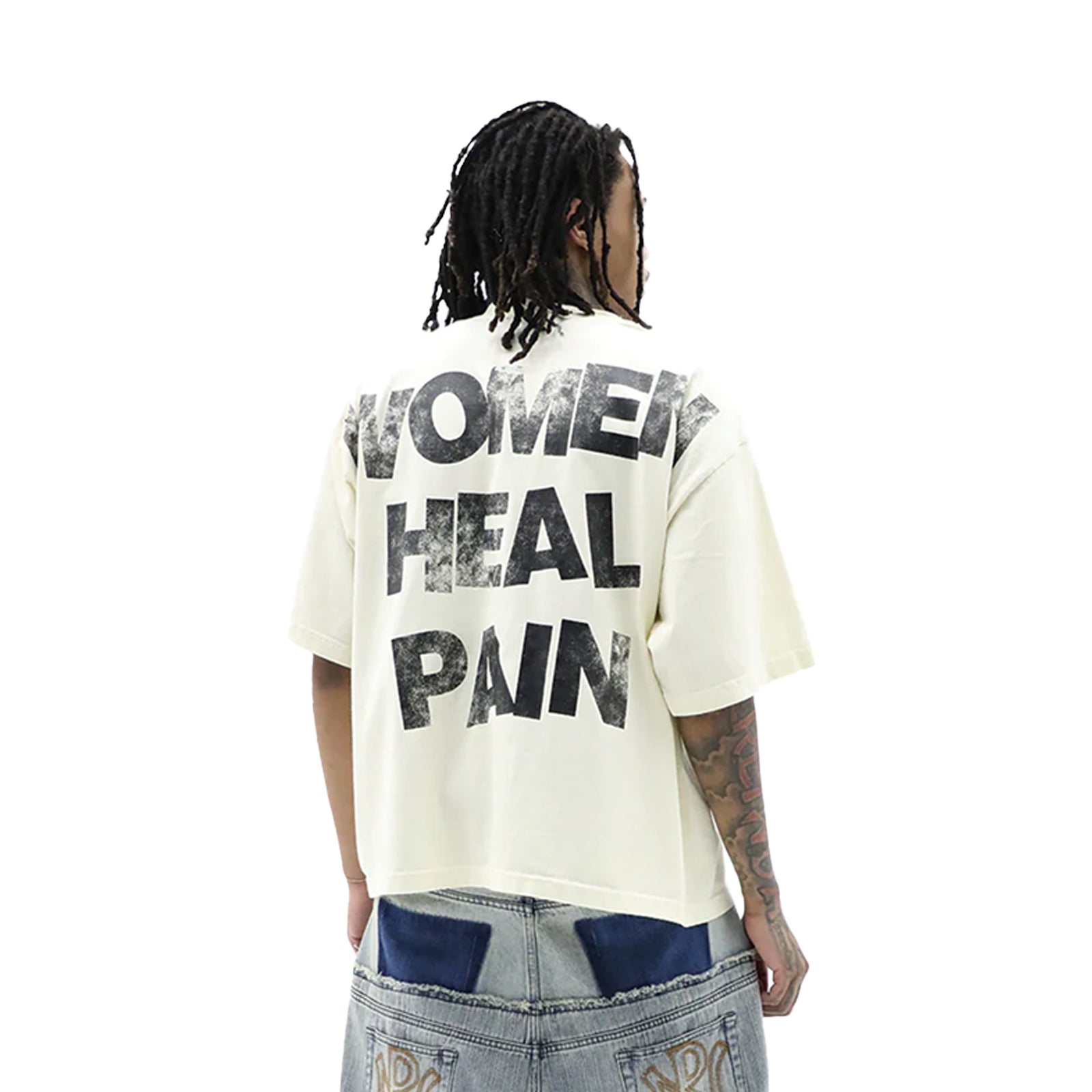 Women’s Heal Pain T-Shirt by HeightsDistrict, soft fabric, relaxed fit, featuring healing pain relief graphic design.