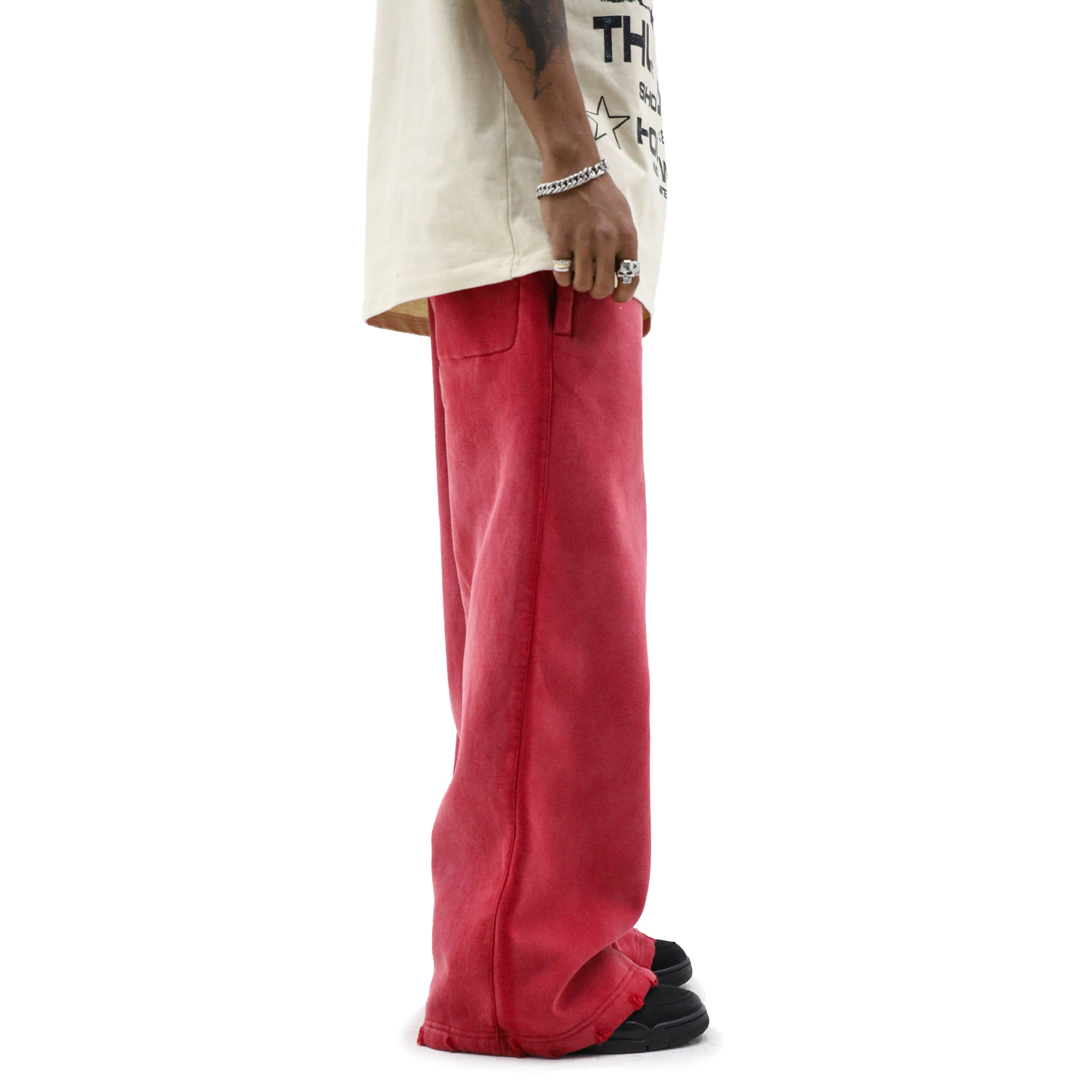 HeightsDistrict Essential Fleece Flares 2.0 pants in soft fleece fabric, showcasing their relaxed fit and stylish flared silhouette.