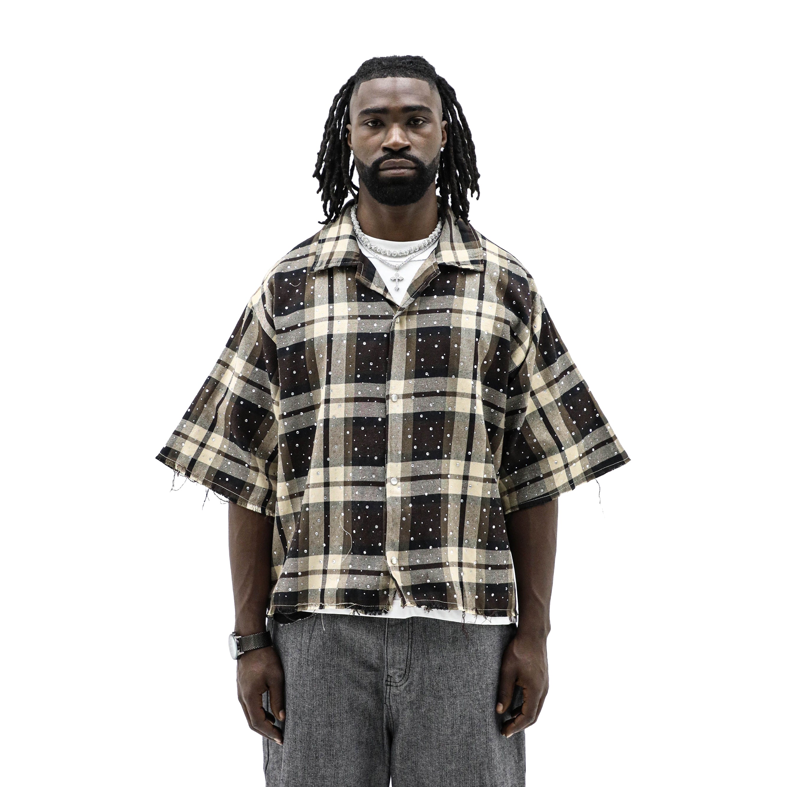 Rhinestone Flannel (Brown) | HeightsDistrict