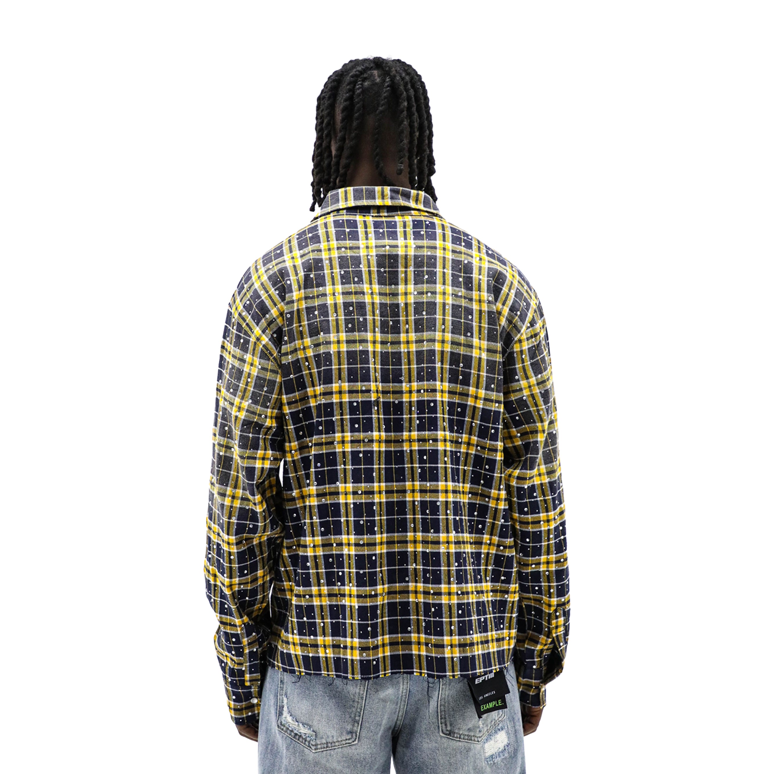Stone flannel long sleeve top by HeightsDistrict, featuring a cozy, casual design with button-up front and chest pockets.