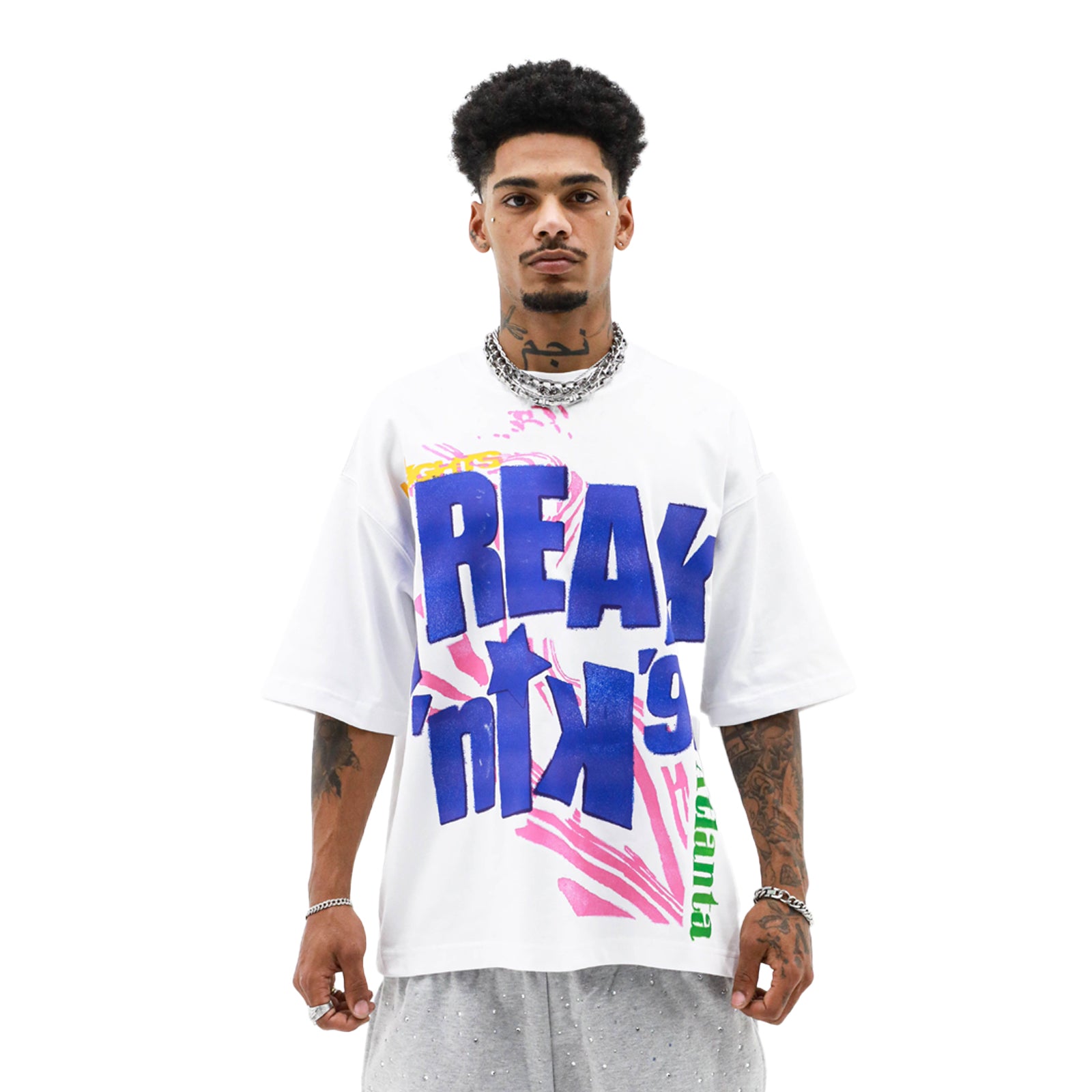HeightsDistrict Freaknik 2 T-shirt featuring bold graphic design and vibrant colors, casual fit for streetwear style.