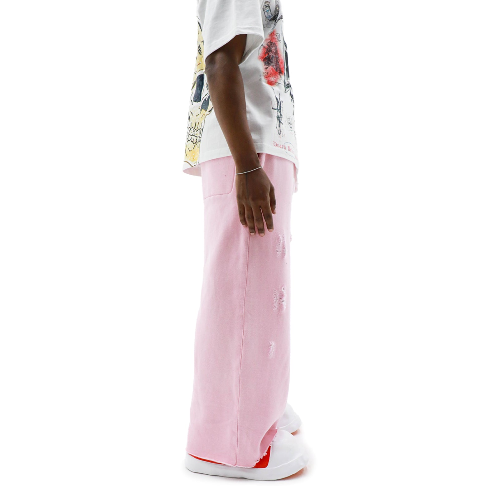 HeightsDistrict Essential Fleece Flares 2.0 pants in soft fleece fabric with a flared leg design, displayed on a model.
