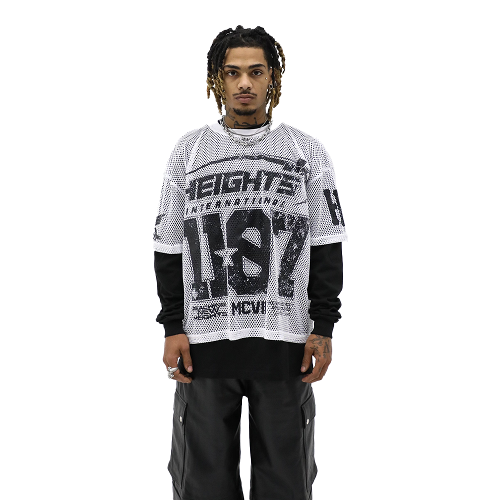 HeightsDistrict Heights Stadium Jersey in vibrant colors, showcasing the front design and fabric texture of the top.