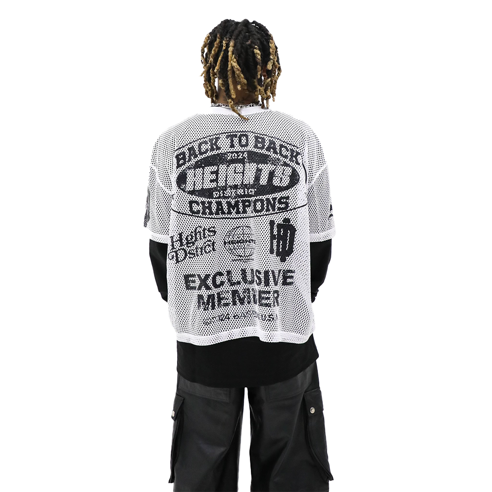 HeightsDistrict Heights Stadium jersey, navy blue tops with white accents, front view showing team logo and athletic fit.