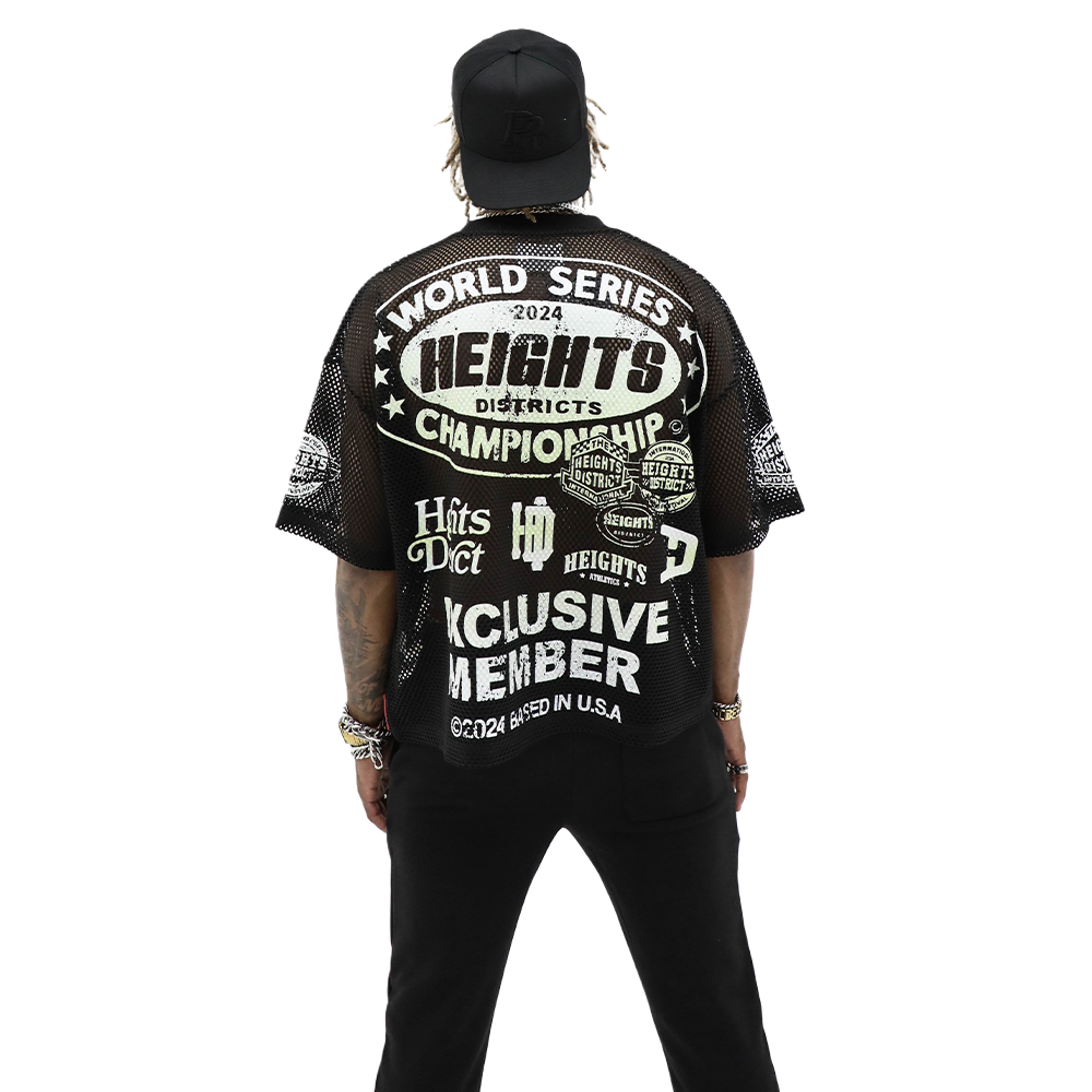 HeightsDistrict Heights Stadium Jersey top featuring breathable mesh fabric, athletic design, and team-inspired style.