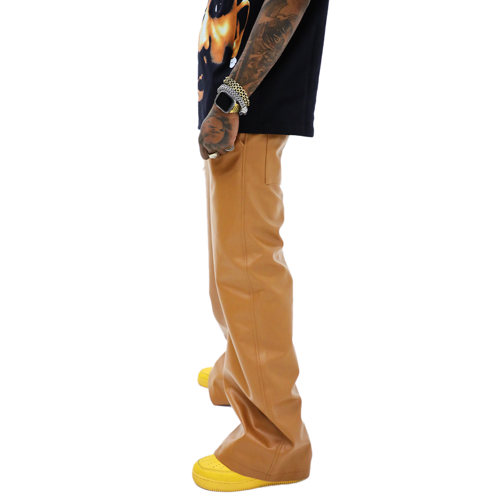 Vegan Leather Brown Pants