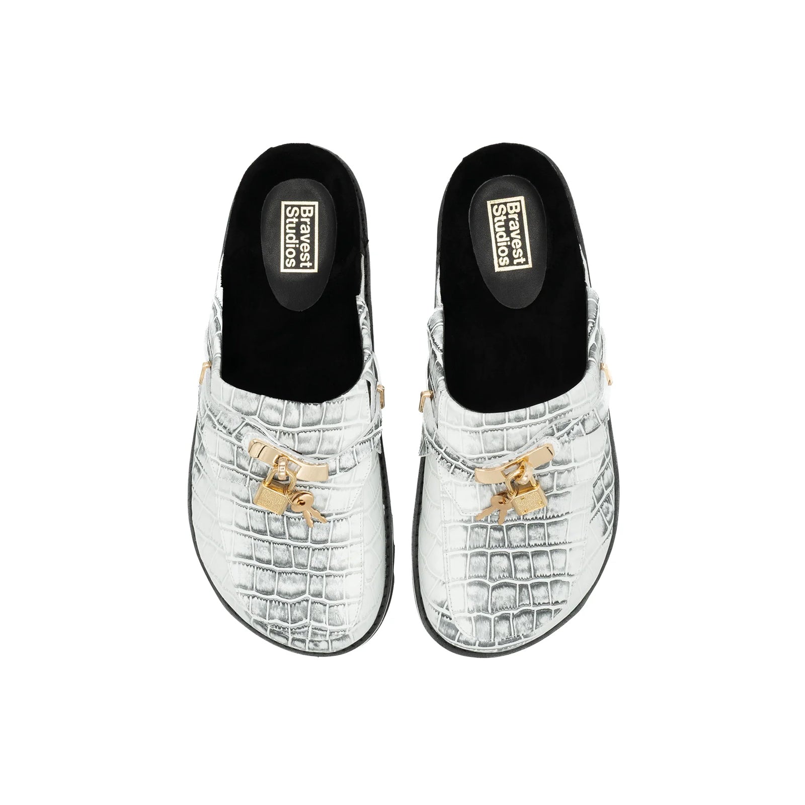 White Snakeskin Clog
