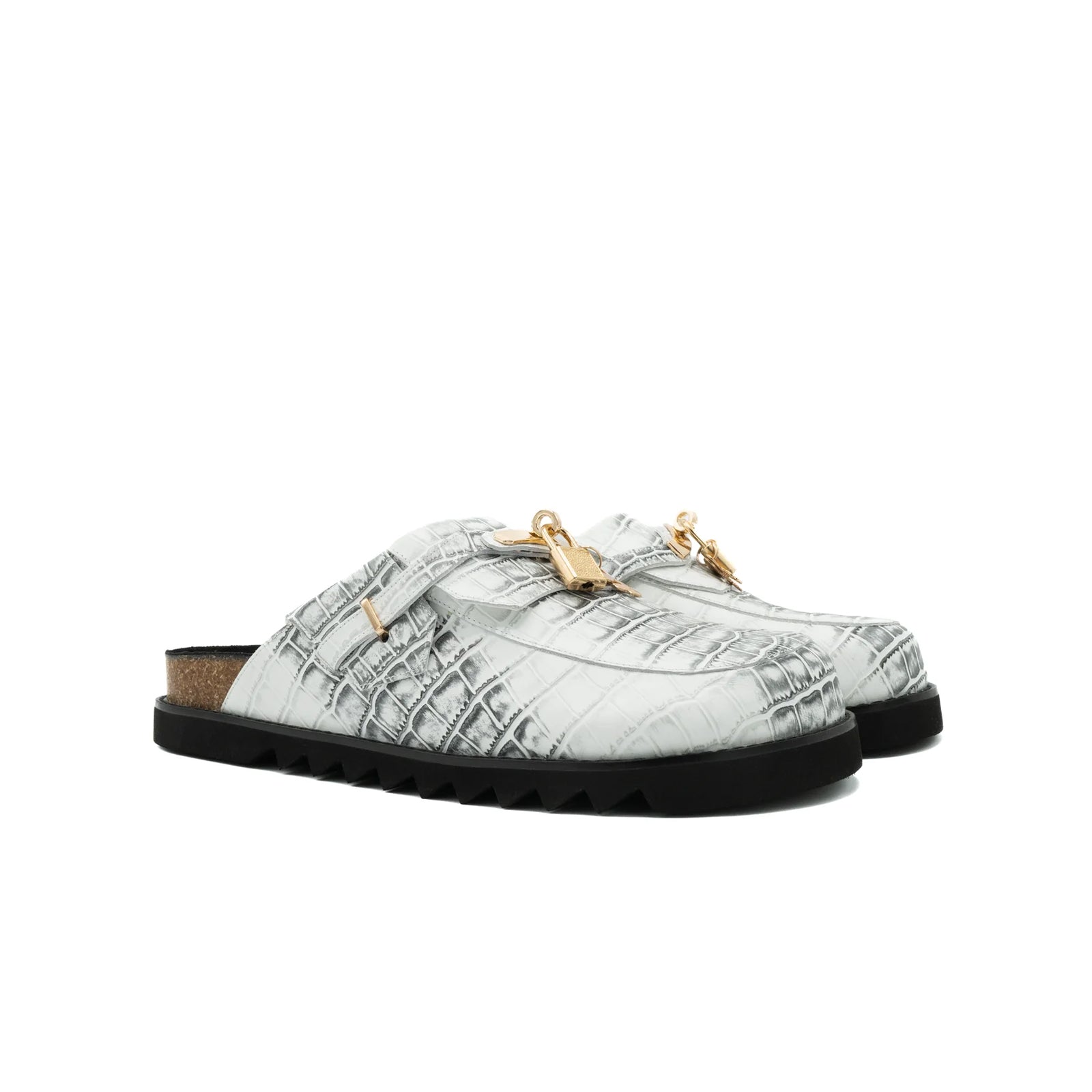 White Snakeskin Clog