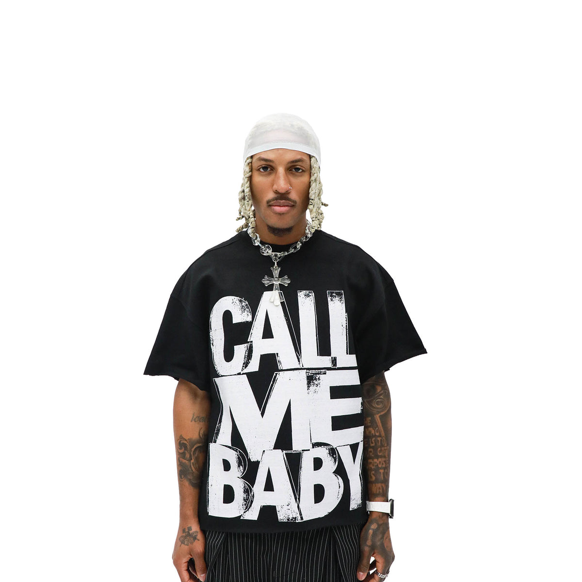 Call Me Baby T-shirt modeled front