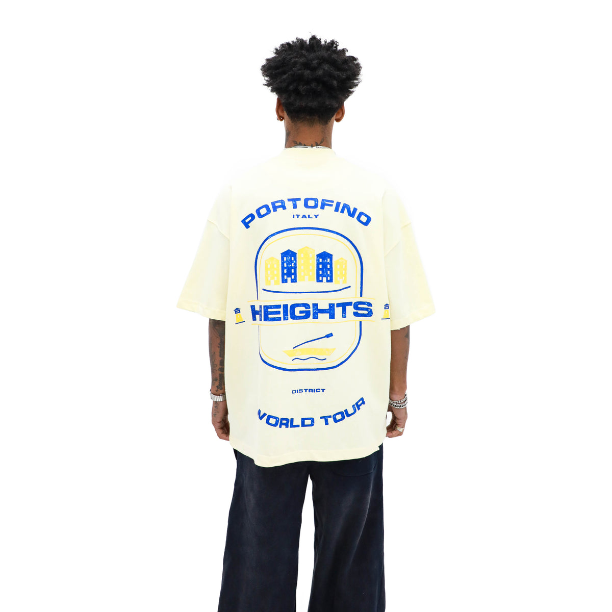 Portofino Graphic Tee – Cream — back view