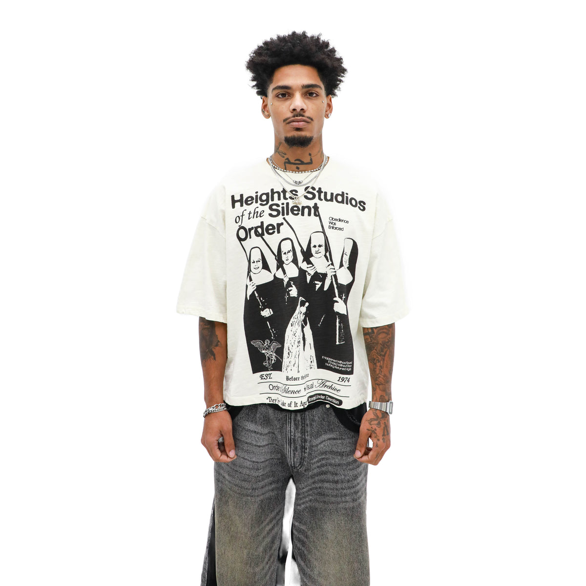 Silent Order Graphic Tee – Cream — front view