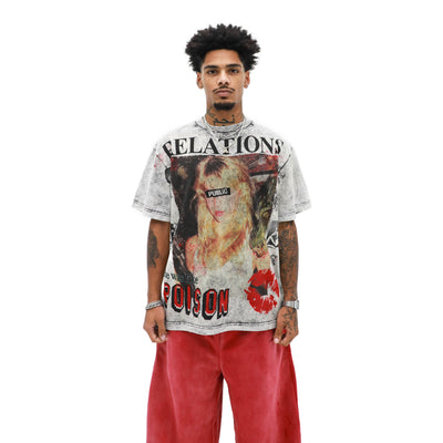 Public Relations Poison Graphic Tee – Washed Gray — front view