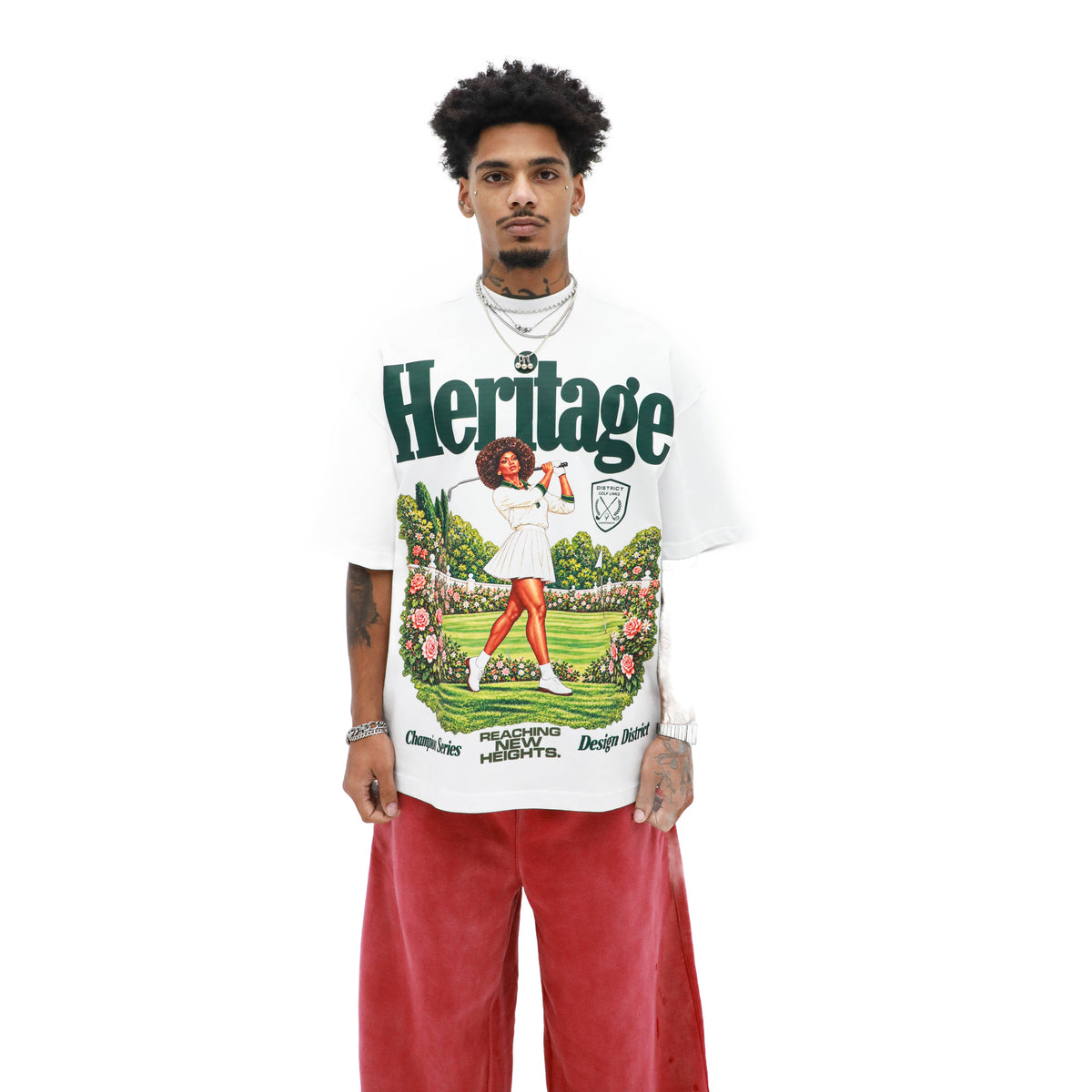Heritage Graphic Tee – White/Green — front view