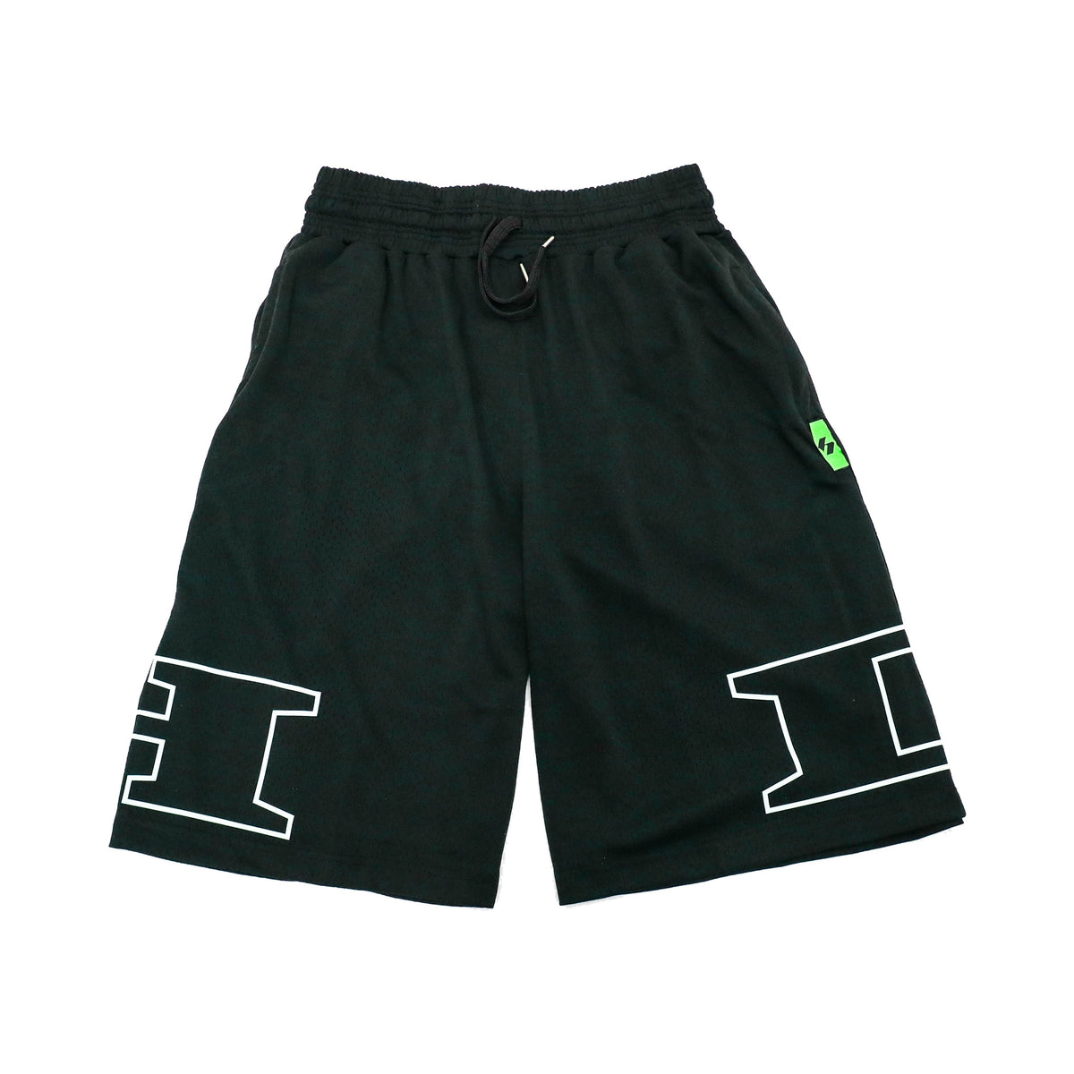 Heights Outline Logo Shorts — front flat lay on a white background.