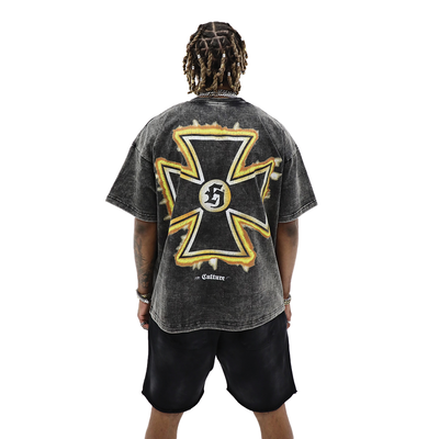 Heritage Classics Chopper Acid Wash T-Shirt featuring a vintage motorcycle graphic on soft, distressed fabric.