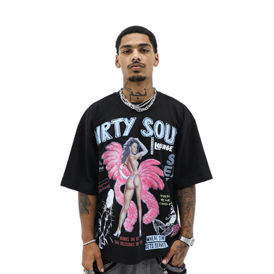 Black Gentlemen's Club T-shirt by Dirty Souf featuring bold graphic design and comfortable fit.