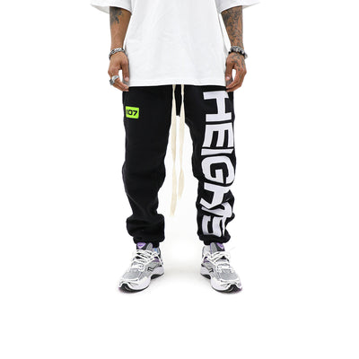 Black HeightsDistrict Heights sweatpant with elastic waistband and relaxed fit, shown on a plain background.
