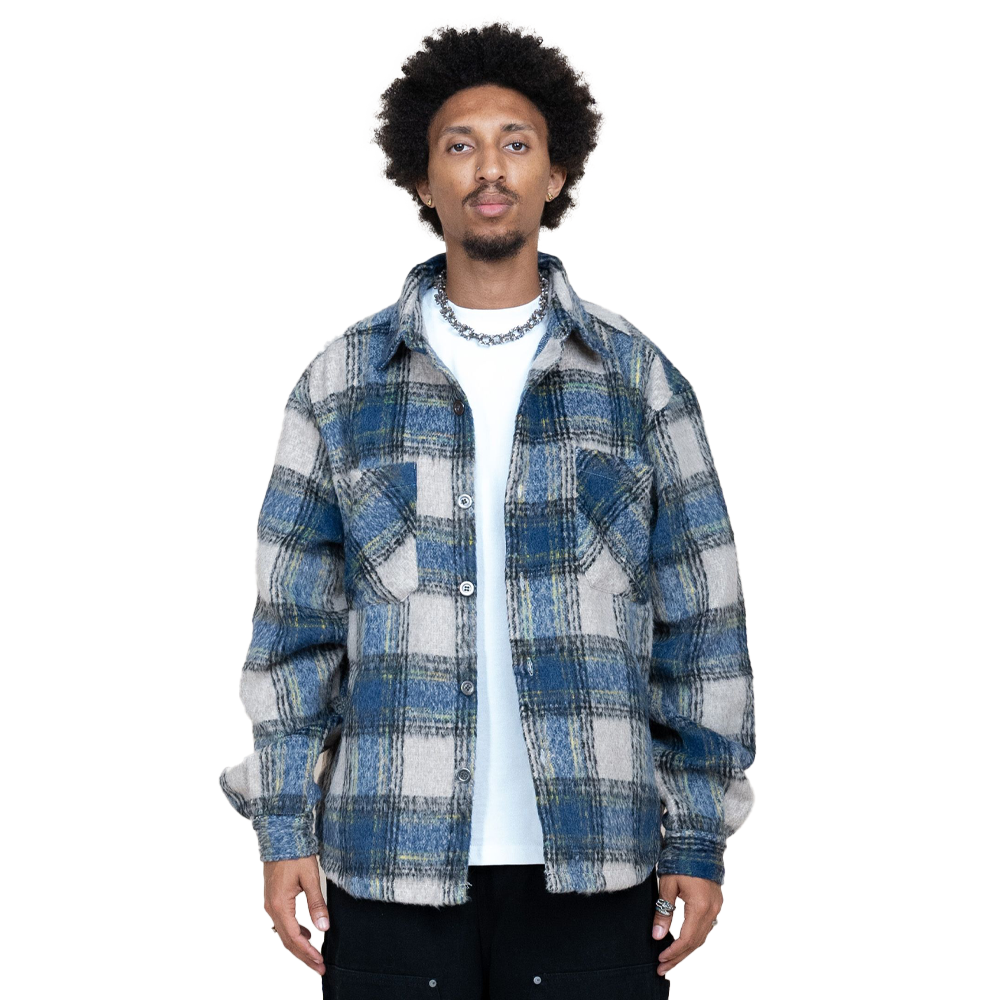 Side Slit Flannel (Blue)