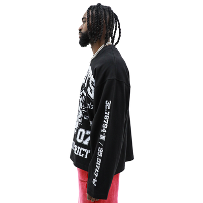 Black "No Guts No Glory" T-shirt by HeightsDistrict featuring bold graphic design and comfortable fit.
