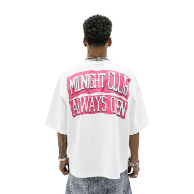 Black Midnight Club T-shirt by Dirty Souf featuring a graphic design on the front, casual fit, and comfortable cotton fabric.