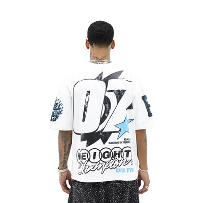 Heights Racing Club T-shirt by HeightsDistrict featuring a stylish design on a casual black cotton tee.