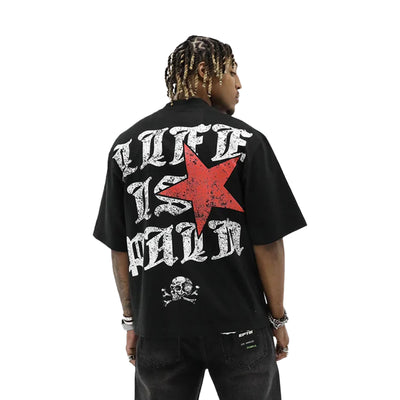 HeightsDistrict Eleven 0 Seven T-shirt featuring a stylish design on a black fabric background.