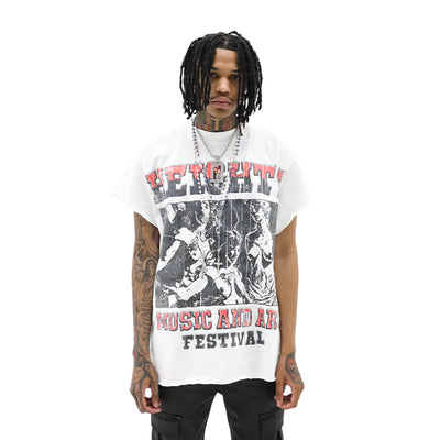 HeightsDistrict Heights Festival T-shirt featuring bold graphic design on a black cotton tee for casual wear.