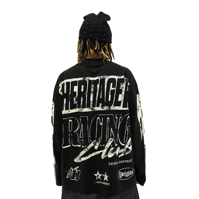 Heritage Classics Heritage Race Club T-shirt featuring a vintage-inspired design in black and white on soft cotton fabric.