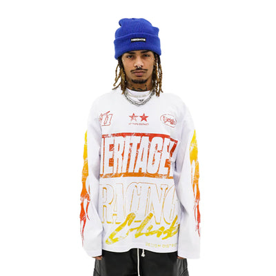 Heritage Race Club T-shirt by Heritage Classics, featuring a graphic design on a casual cotton shirt, front view.