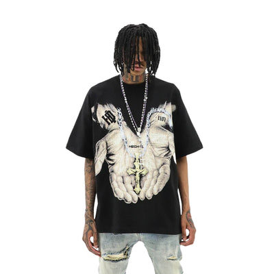 HeightsDistrict Made For Pain 2.0 T-shirt in black with graphic print, casual fit, and comfortable fabric.