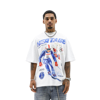 Heritage Ski 32' T-shirt by HeightsDistrict featuring a stylish graphic design on soft cotton fabric