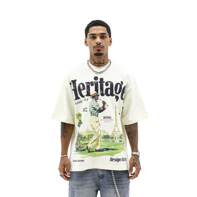 Heritage Golf T-shirt by HeightsDistrict featuring a classic design with Heritage Golf logo on soft, comfortable fabric.