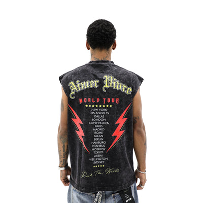 Aimer Vivre Stay True World Tour T-shirt featuring a colorful graphic design on a casual cotton shirt.