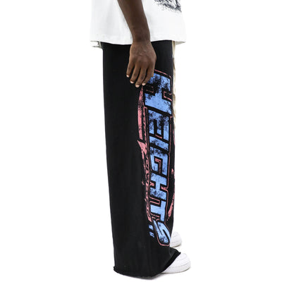 Heights Sports Division pants in black with athletic fit, made by HeightsDistrict, shown on a model.