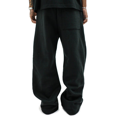 HeightsDistrict Essential fleece flare pants in cozy gray fabric, featuring a high waist and wide leg design.