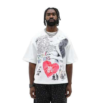 Black "Ride or Die" T-shirt by Public Relations featuring bold white text and casual fit, displayed on a neutral background.