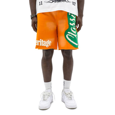 Heritage Classics sun-dyed fleece shorts with a relaxed fit, showcasing soft fabric and casual design.