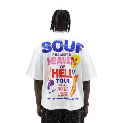 Black Heaven & Hell T-Shirt by Dirty Souf featuring gothic graphic design on soft cotton fabric.