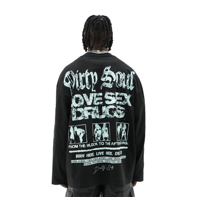Black "After Dark We Shine" T-shirt by Dirty Souf featuring bold graphic design on front.