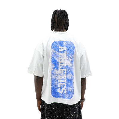 HeightsDistrict 1107 Athletics T-shirt in black, featuring a comfortable fit and athletic design, displayed on a plain background.