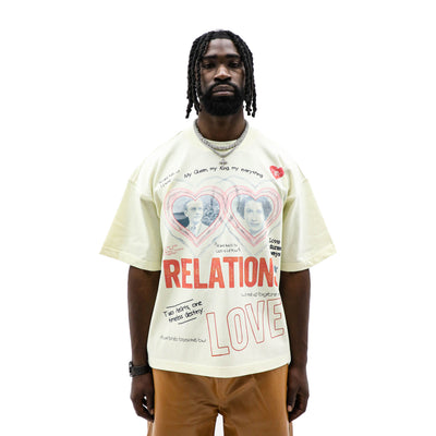 White "My Everything" T-shirt by Public Relations featuring bold black text on front, casual fit, and soft cotton fabric.