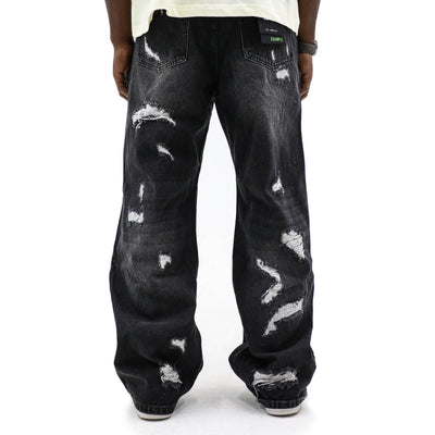EPTM Five Boros jeans, men's casual pants in dark wash denim with five-pocket design and tapered fit, front view.