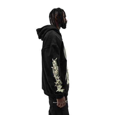 Mother Mary hoodie by HeightsDistrict featuring a detailed religious graphic on a comfortable sweatshirt.