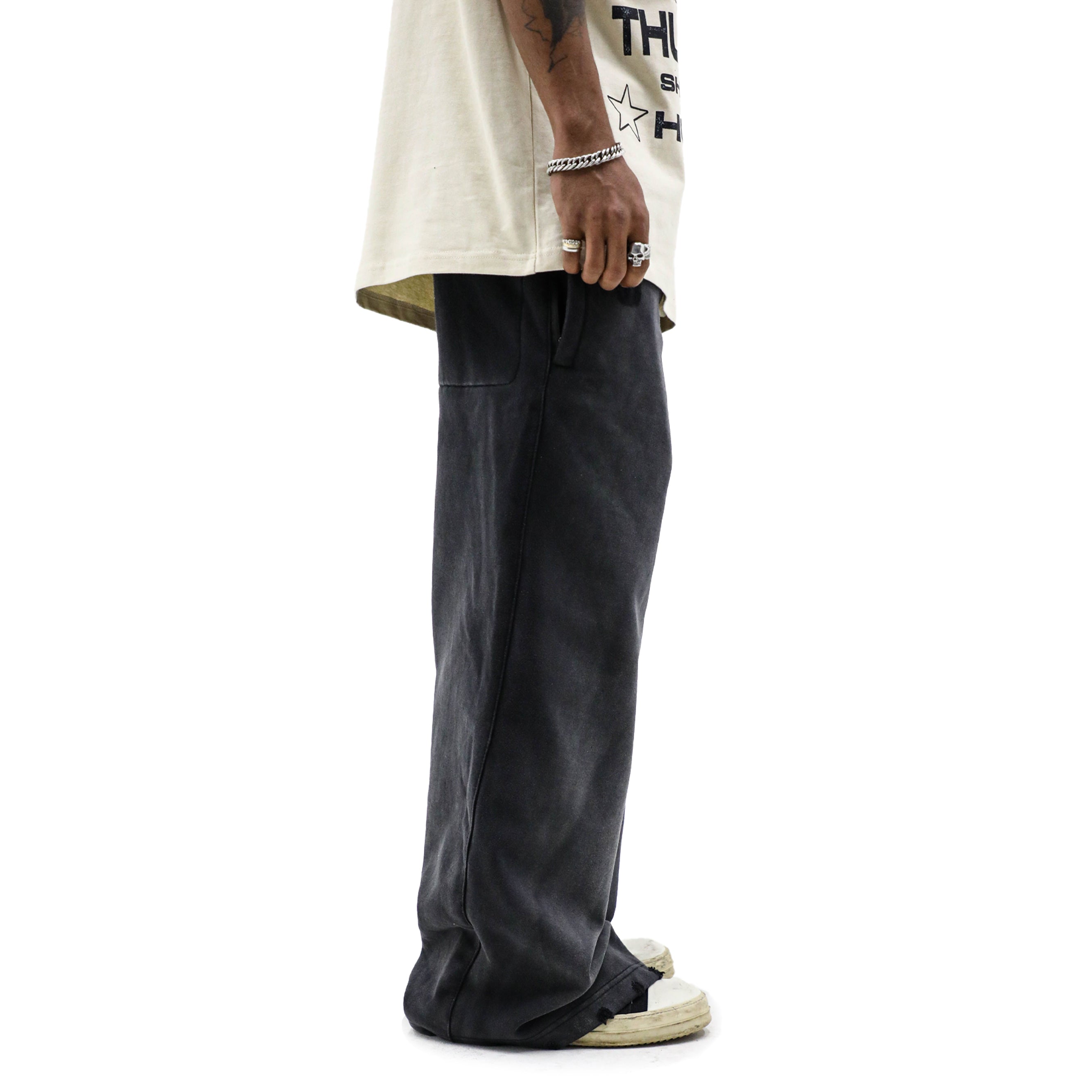 HeightsDistrict Essential Fleece Flares 2.0 pants in soft fleece fabric, showing the fit and stylish flare design.