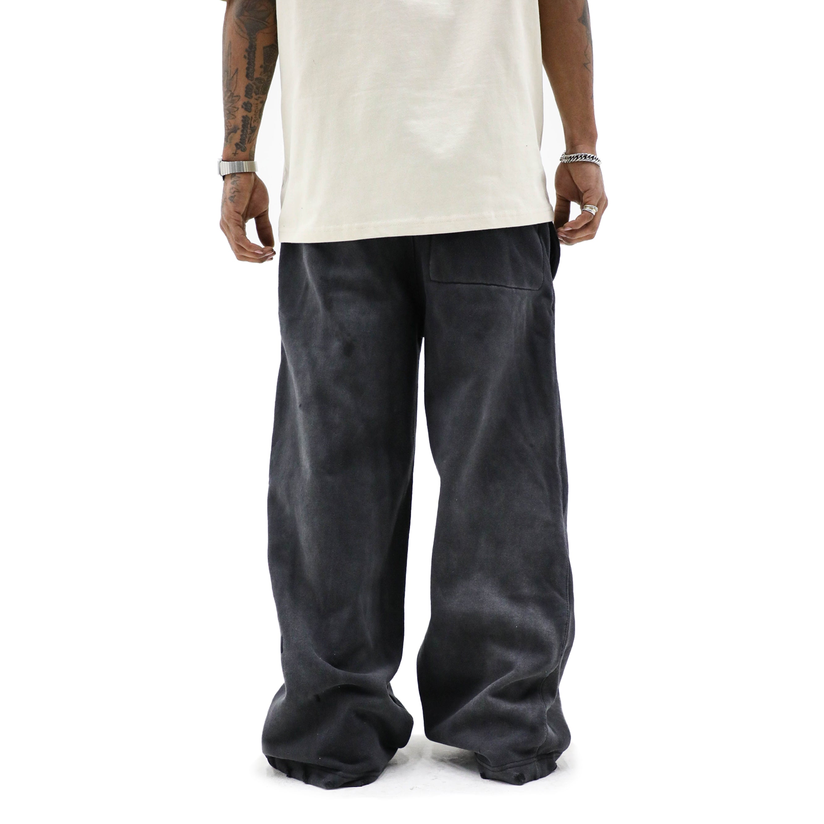 HeightsDistrict Essential Fleece Flares 2.0 pants in cozy fleece fabric, shown in natural fit with flared leg design.