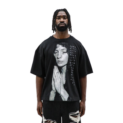 Black "I Need To Be Alone" T-shirt by HeightsDistrict featuring bold white text on a casual fit fabric.