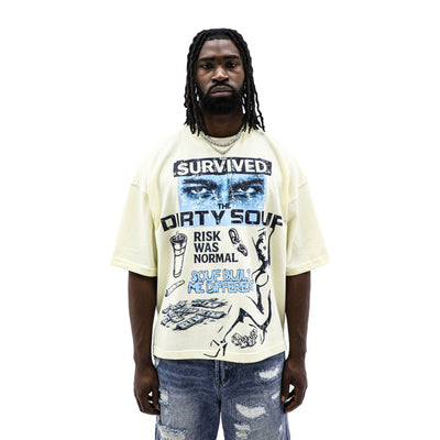 Dirty Souf Built Different T-Shirt featuring bold text design on a black fabric shirt.