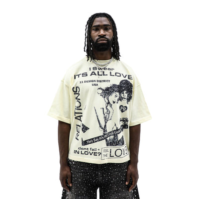 Public Relations "It's All Love (Until It's Not)" T-shirt featuring a stylish graphic design on soft fabric.