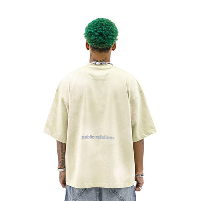 Hand dyed band T-shirt from HeightsDistrict showing vibrant, colorful fabric with band graphic design on front.